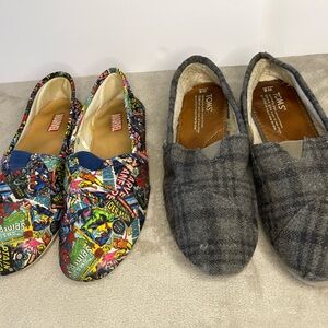 BUNDLE🌟 TOMS alpargata & Marvel Comic Print Slip On Shoes - SIZE 8